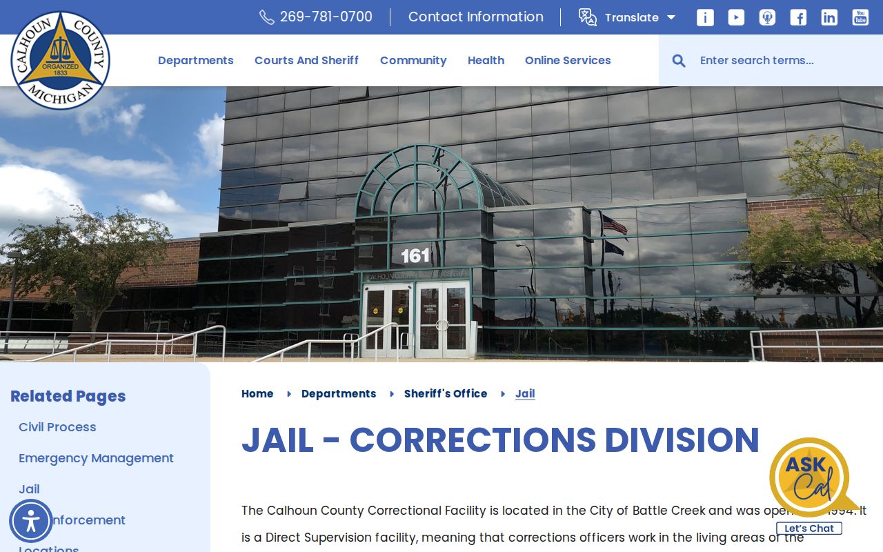 Calhoun County jail booking and current inmate page