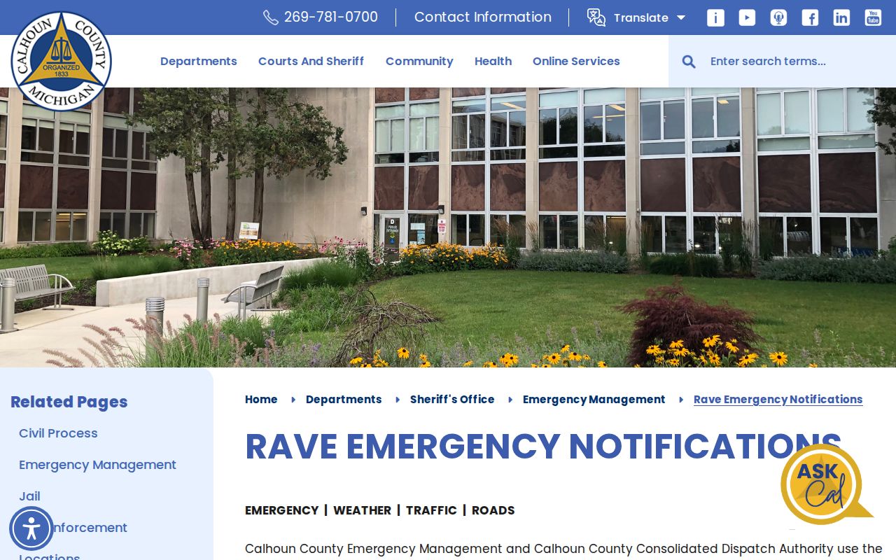 Calhoun County emergency alerts rather than booking records